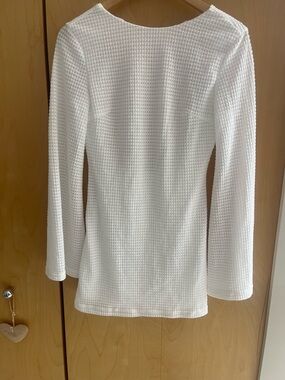 SHEIN White Textured Long Sleeve Mini Dress